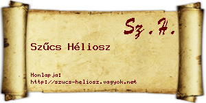 Szűcs Héliosz névjegykártya